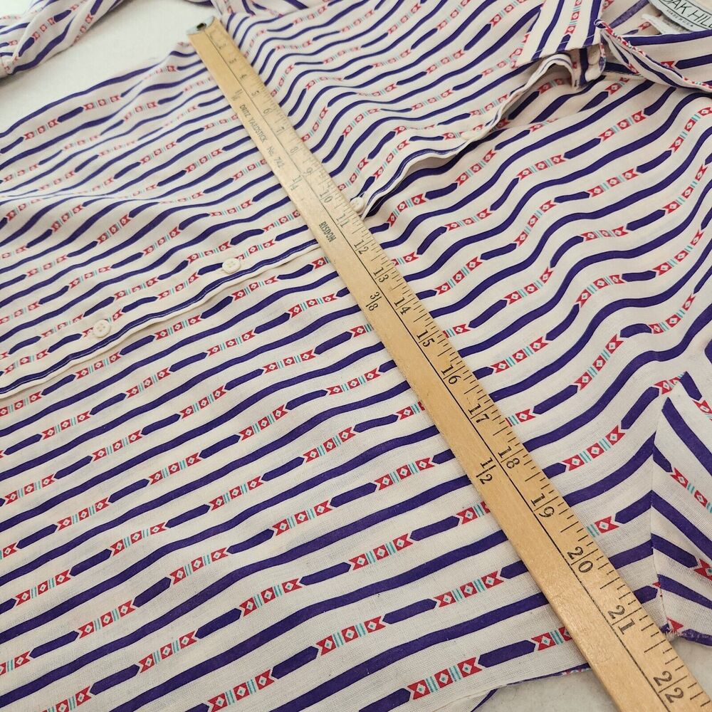 Vintage Oak Hill Striped Button-Up Shirt 80's USA‎ Long Sleeve Women's Medium - Picture 7 of 9
